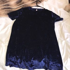 Blue velvet t shirt dress